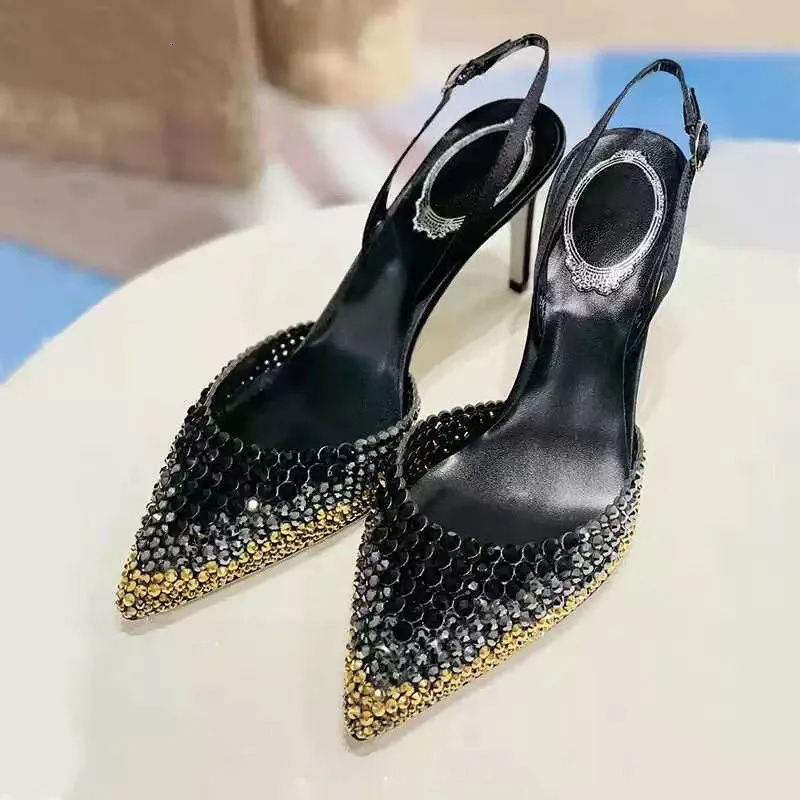 Star style Gradient s Pointed toe Stiletto High heel Sandals Fashion Spring Summer Slingbacks Party Prom Shoes 260208