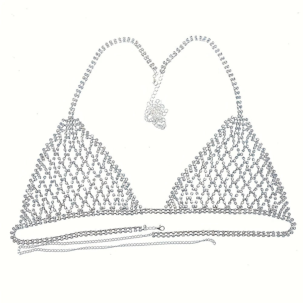 Sexy Sparkling Mesh Rhinestone Bra Chain Shorts Jewelry Set Nightclub Party Crystal Bra Chain Jewelry Set Accessories 260120