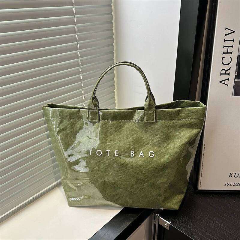 Tote Bag, Retro Letter, Casual Versatile Handbag, Minimalist Transparent, Simple, Commuter, Large-capacity Bag for Women C260207