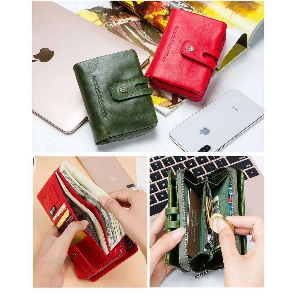 Contacts'S Fashion Women Short Wallets Genuine Leather Woman Wallet Zipper Coin Purse With Card Holder Money Bags Large Capacity Y260206