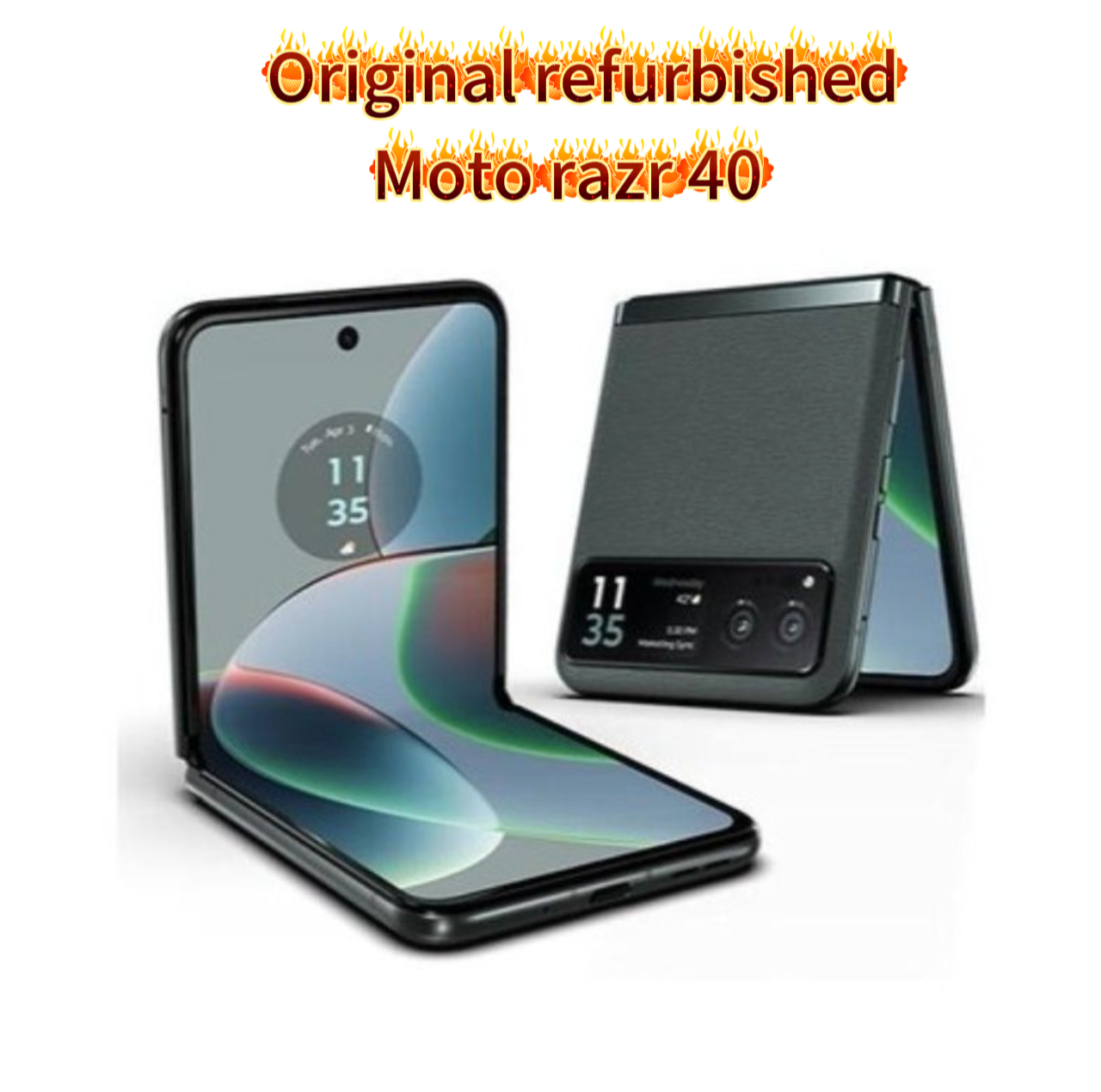 Original refurbished Motorola RAZR 40 foldable smartphone, equipped with a 64-megapixel camera, unlocked.