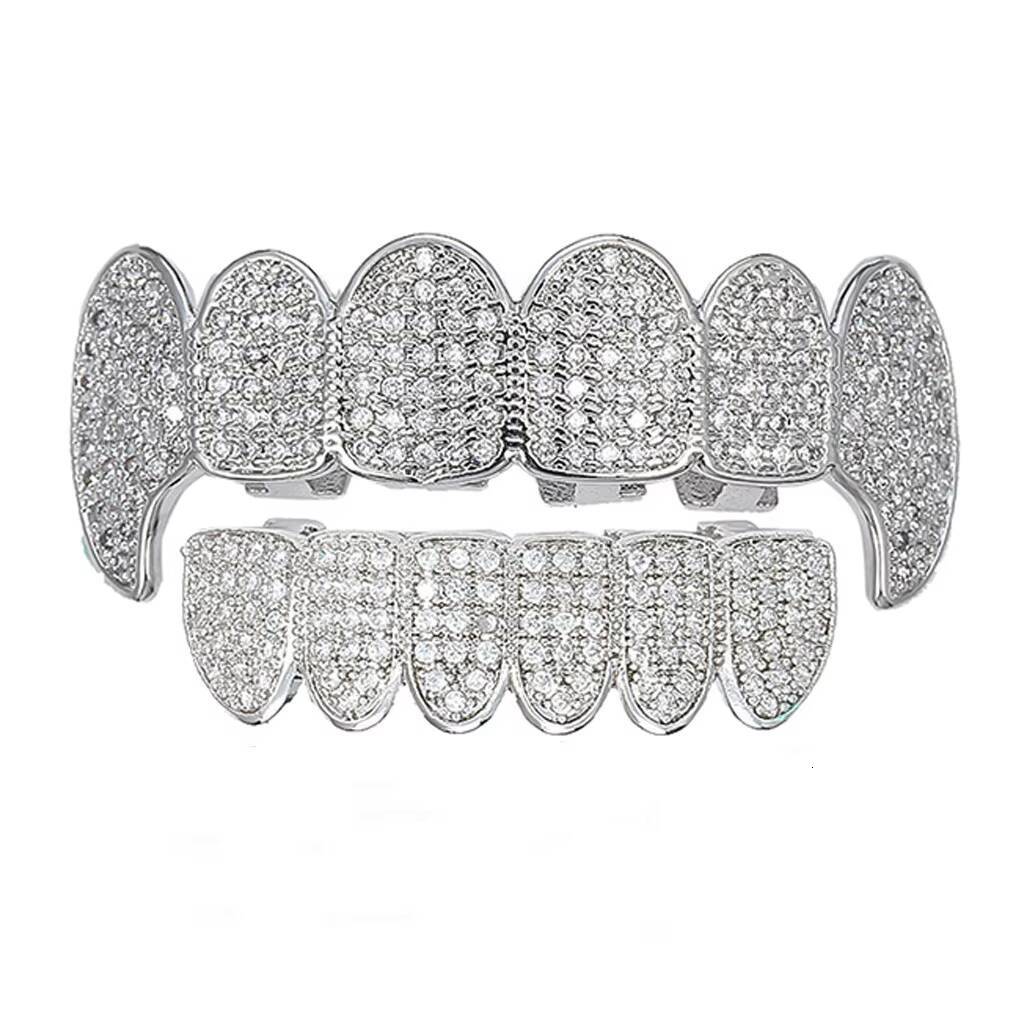 Custom High-Quality Hip Hop Jewelry Teeth 8Top8Dowm 925 Silver Vvs Diamond Fully Iced Out Perm Cut Moissanite Grillz for Mens