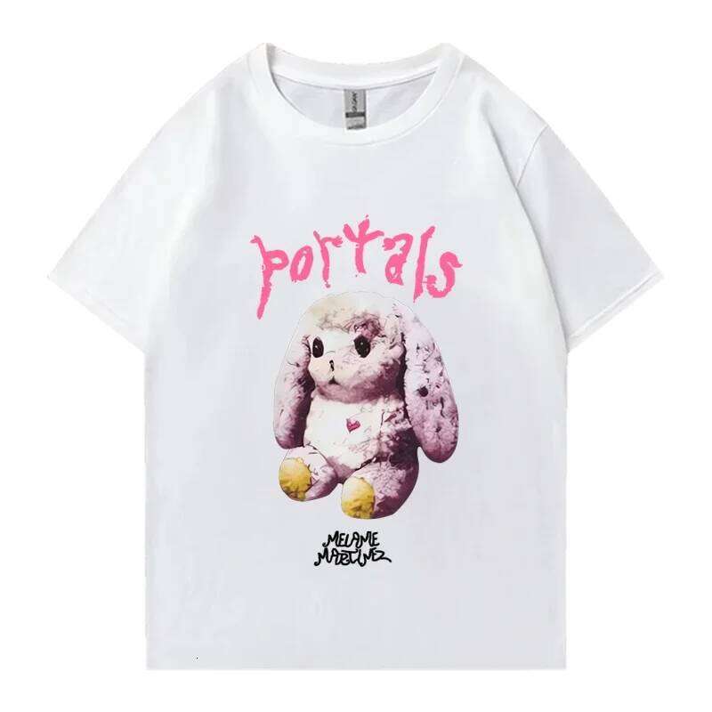 Cute Rabbit Portals Print T-shirt For Oversized Funny Short Sleeve Tees Clothing Women Melanie Martinez Fans Gift T Shirts C260207