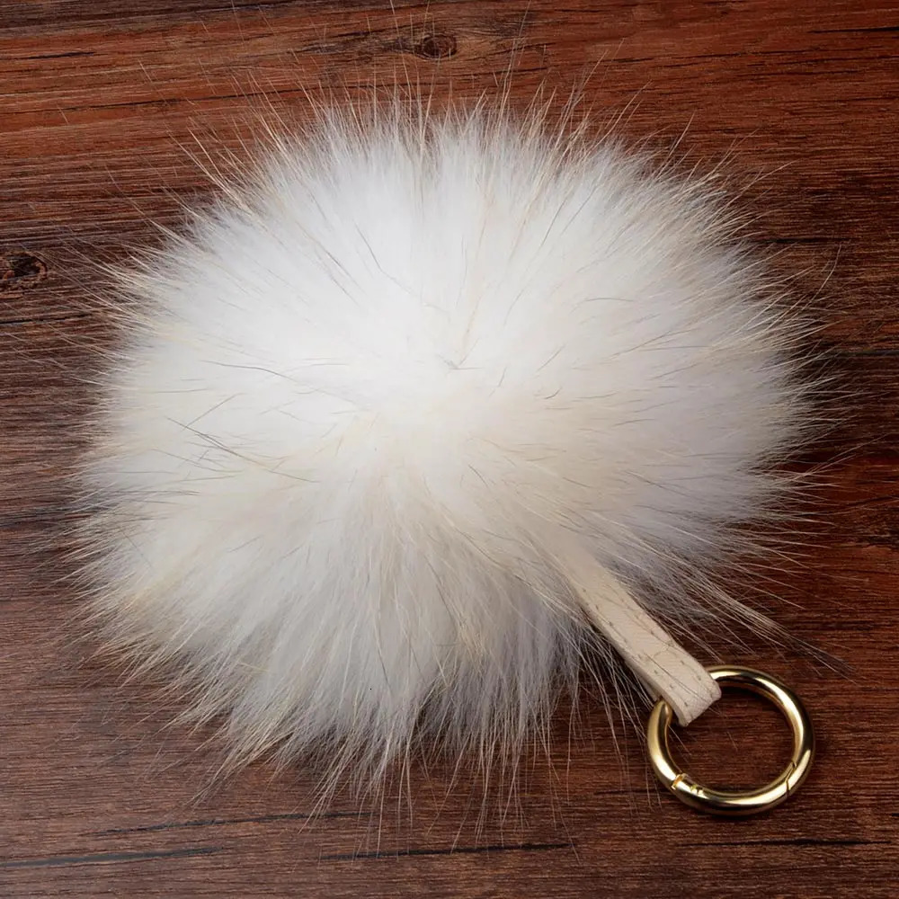 LFPU Colorful 15CM Fluffy Genuine Raccoon Fur Keychain Women Bag Pendant Ball Keyring Handbag Pompom Keychain Jewelry 260107