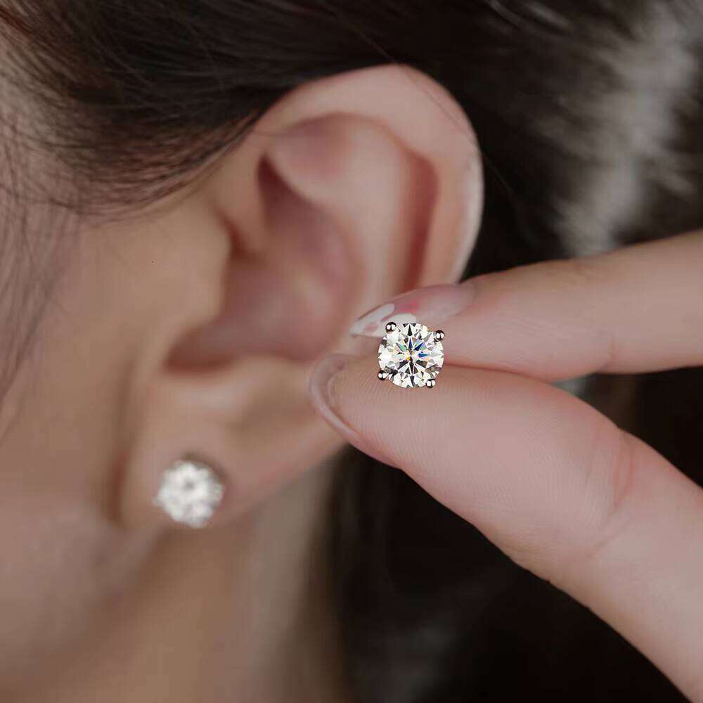 925 Silver 6.5Mm 1 Carat Sparkling Party Fine Jewelry Gifts Mossanite Moissanite Stud Earrings For Women