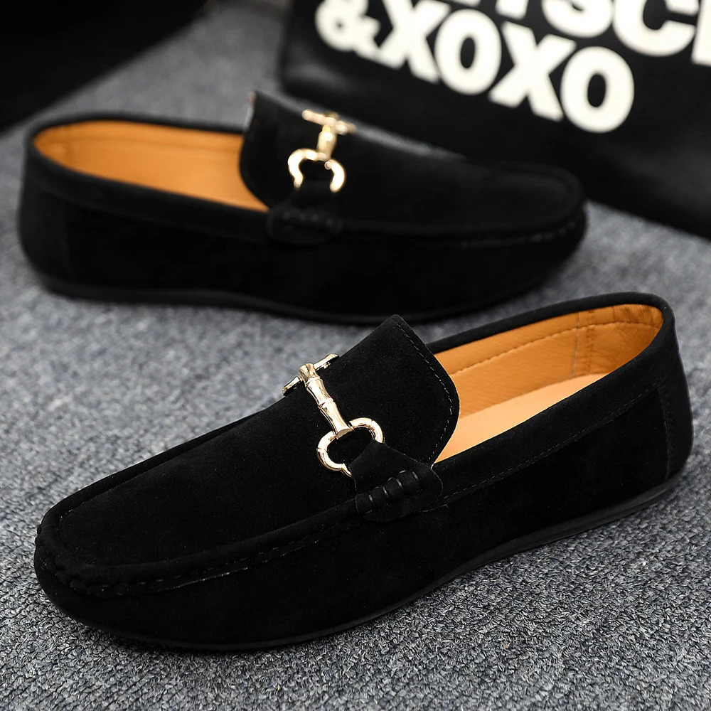 Spring and summer leisure fashion pea shoes suede horse bit buckle lazy comfortable trend black work 260121 - view 4