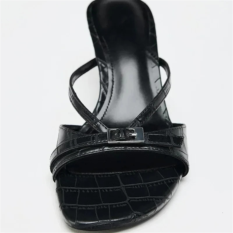Summer 2026 Heels Slipper Open Toe Comfort Casual Slides Female Metal Buckle Mature Fashion Women Sandals 260208