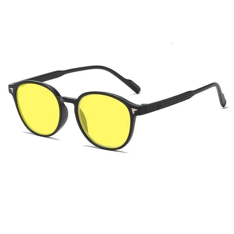 New Men Women Large Frame Yellow Protective Sunglasses Retro Ruond Night Vision Eyeglasses Computer Driving Eyewear Y260207