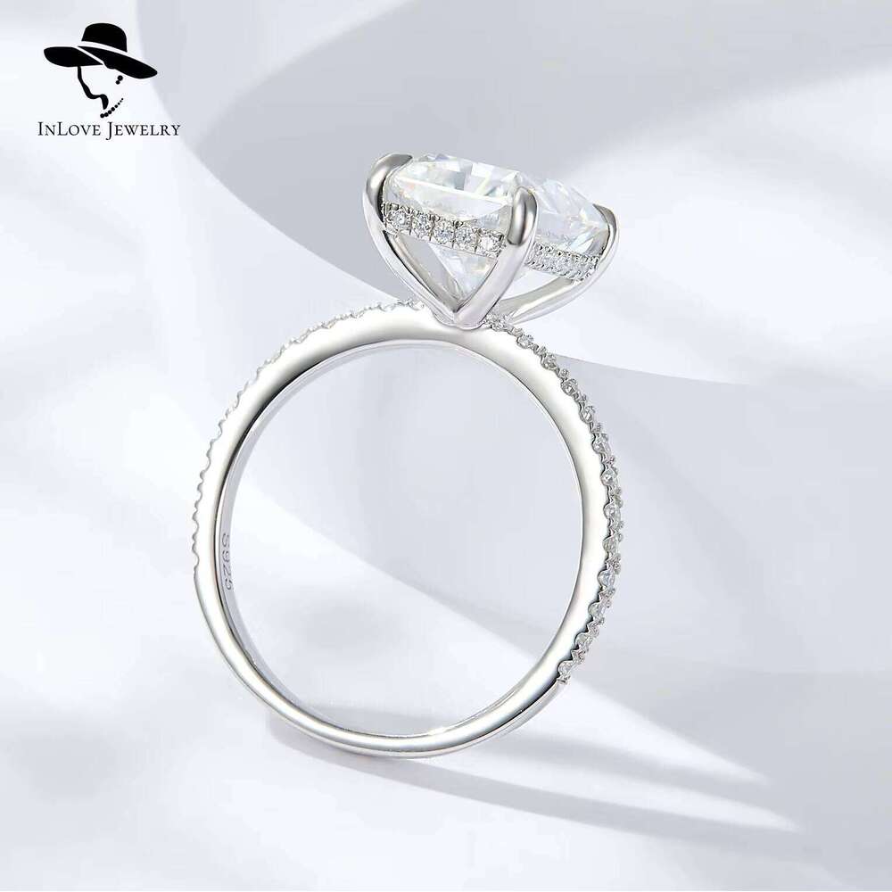 925 Sterling Silver Luxury Ring For Women Sparkling 4Ct Moissanite Diamond Radiant Cut Big Rectangular Engagement Jewelry