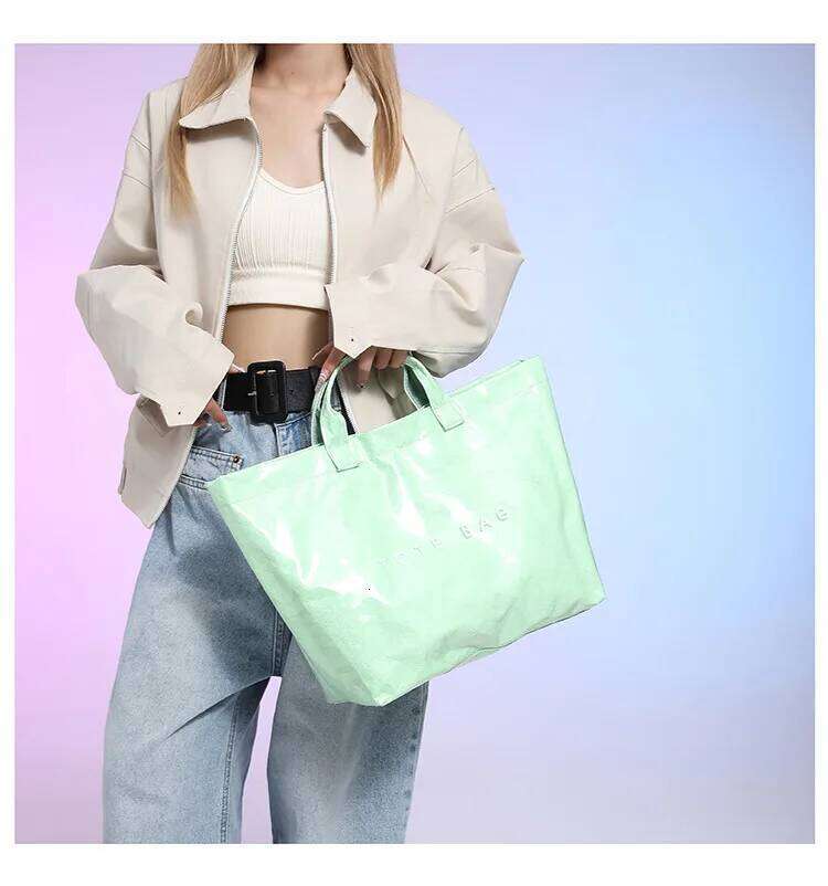 Korean version Instagram trendy fashion personality PVC transparent tote bag, niche women's temperament handbag shoulder bag C260207