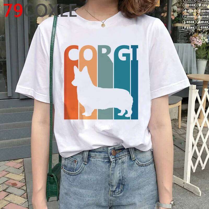 Kawaii Corgi T Shirt Korean Style Cartoon T-shirt Funny Dog Graphic Tees Women Summer Top Ulzzang Tshirt Female C260207