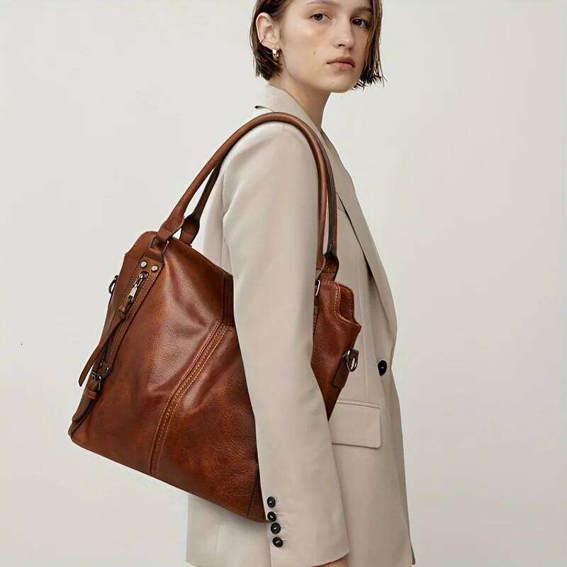 2 piece set+women's tote PU leather capacity large pocket handbag crossbody bag Adjustable shoulder strap C260207