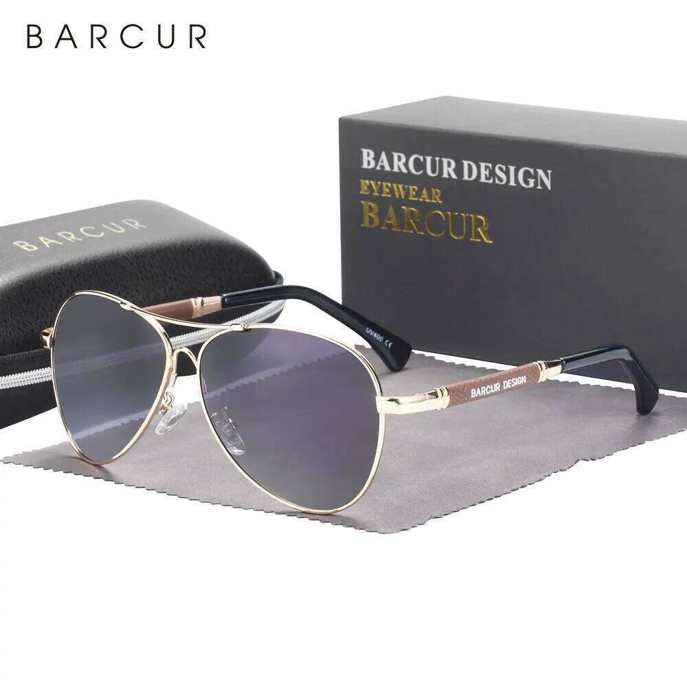 BARCUR Design Memery Frame Sunglasses Polarized For Men Sun Glasses Women Pilot Gradient Lens Eyewear Mirror Shades Y260207