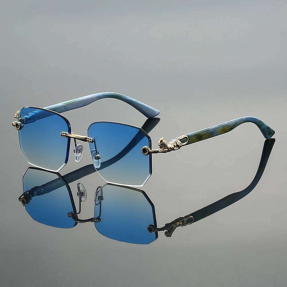 KAMMPT Rimless Square Sunglasses Men Fashion Gradient Multicolor Decor Shades Women Trendy Chic Luxury Brand Design Sun Glasses Y260207