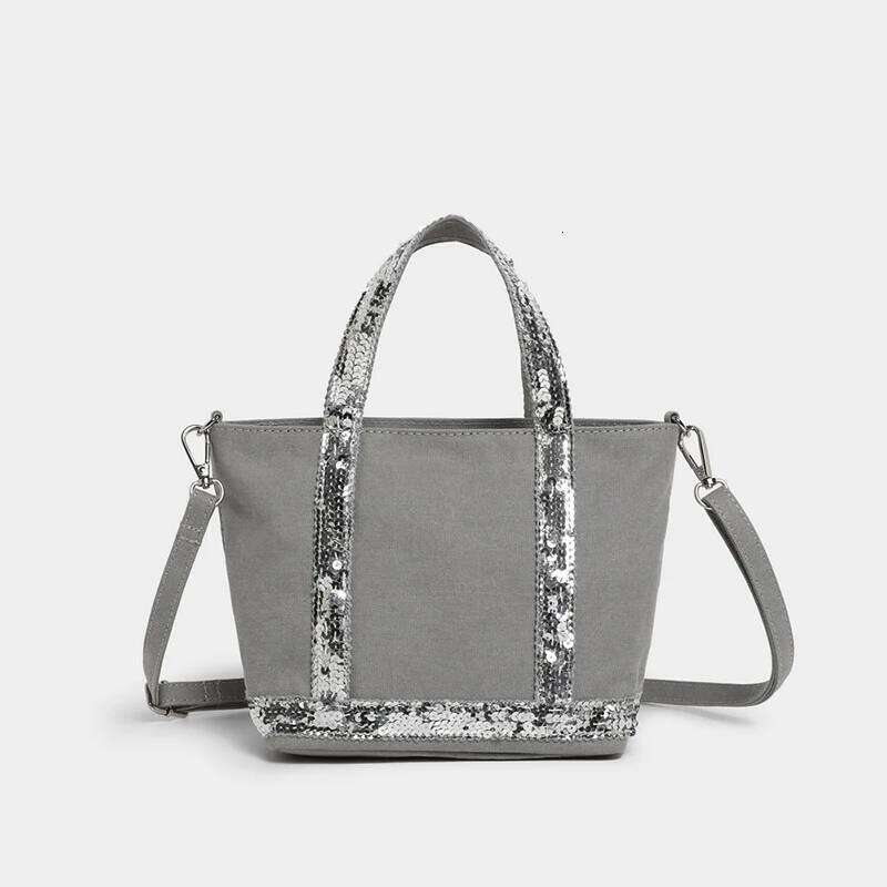 Sequined Small Square Simple Retro Fashion Handbag Commute Travel Unisex Zipper Shoulder Messenger Canvas Bag C260207