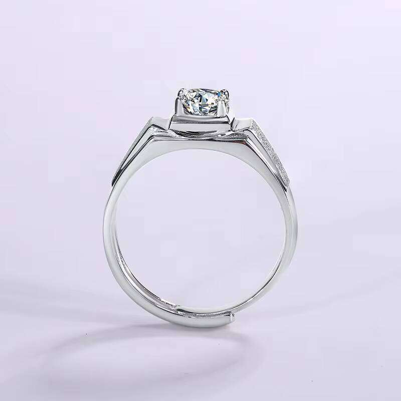 Simple Fashion 925 Silver Rhodium Plated Mens Engagement Diamond Rings Round Cut 1Ct VVS GRA Multi Colorful Moissanite Jewelry