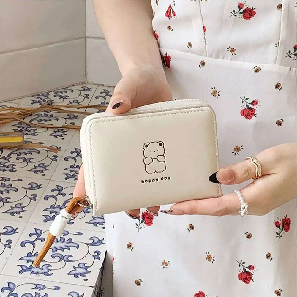 Simple Kawaii Women Wallet Cartoon Bear Rabbit Cat Student Fold Card Holder Short Pu Leather Coin Purse Gifts Y260206