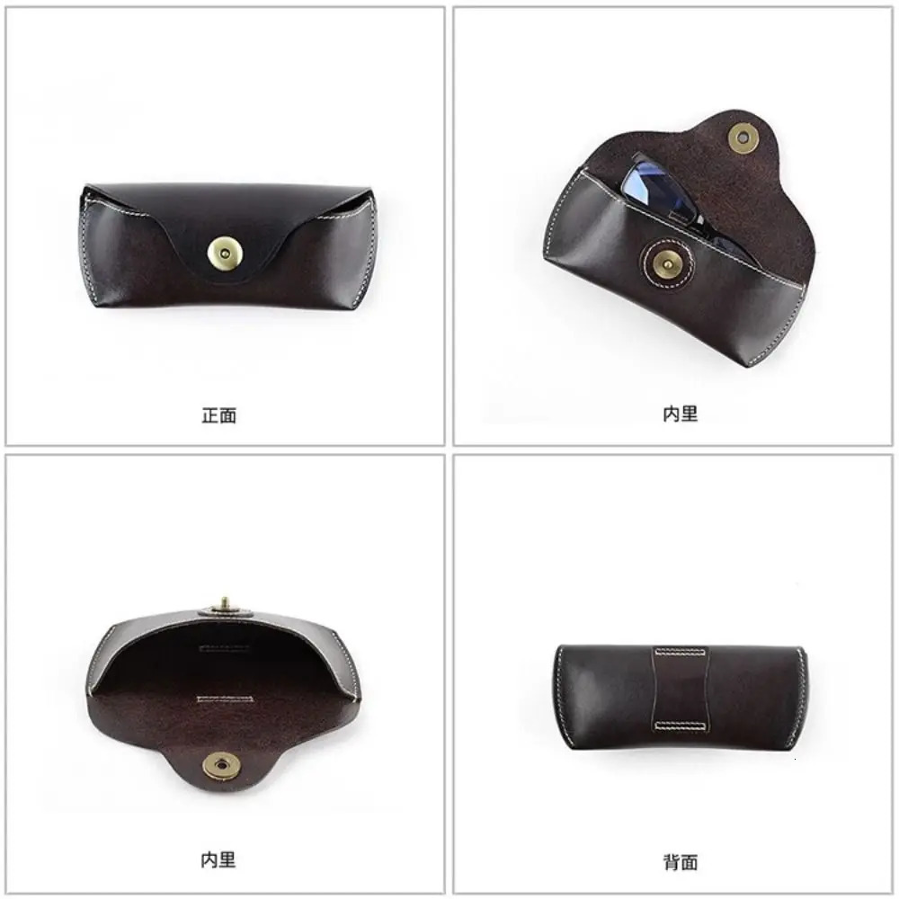 Women Men Eyeglass Handmade Genuine Leather Eye Glasses Bag Protector Case Glasses Case 260107