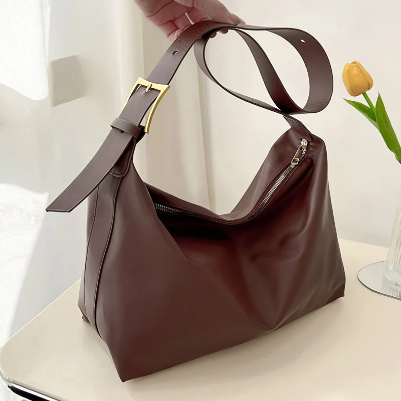 Vintage Pillow PU Leather Boston Handbag For Women Casual Large Capacity Shoulder Crossbody Bags Fashion Shopper Totes w251218