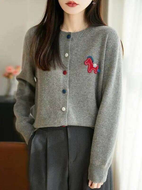 Knitted Sweater Round Ne Open Cardigan Women's Loose Woolen Designer Fashion Coat Casual Sle Long Sve Winter Top