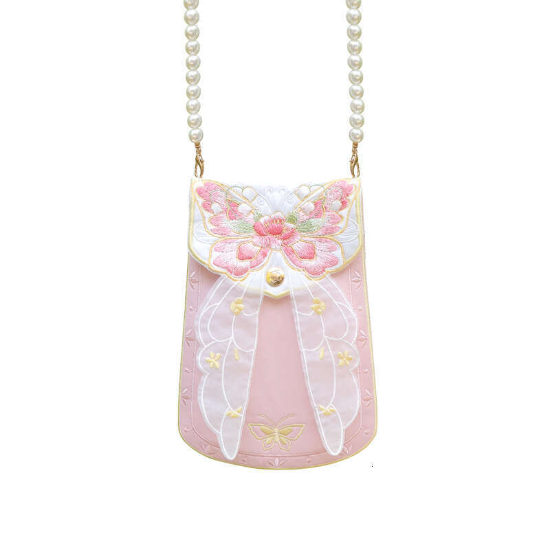 Li Hanfu Accessories Ancient Crossbody Embroidered Butterfly National Style Fairy Pearl Chain Square Bag Evergwish