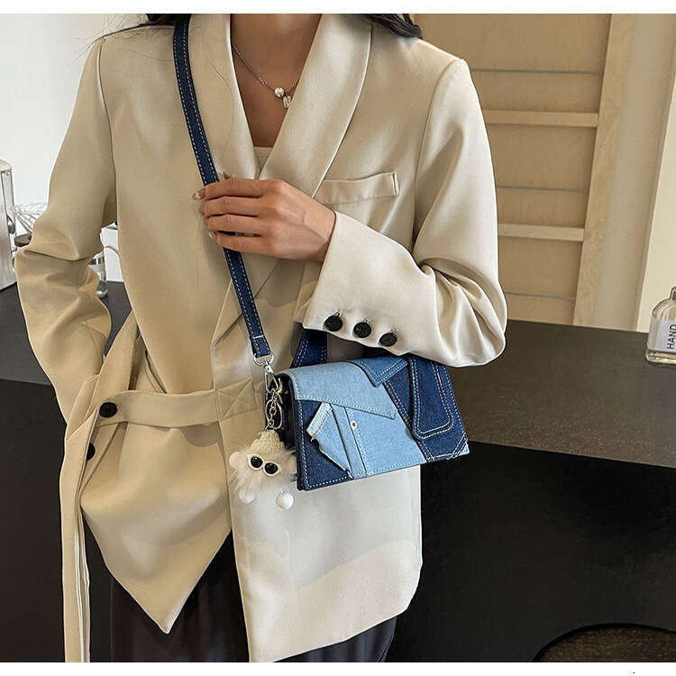 Hot Selling Women's Tote Korean Simple Denim Splice Versatile Fashionable New Handbag Luxury Brand High-Quality Crossbody Bag DIDENGLAOREN