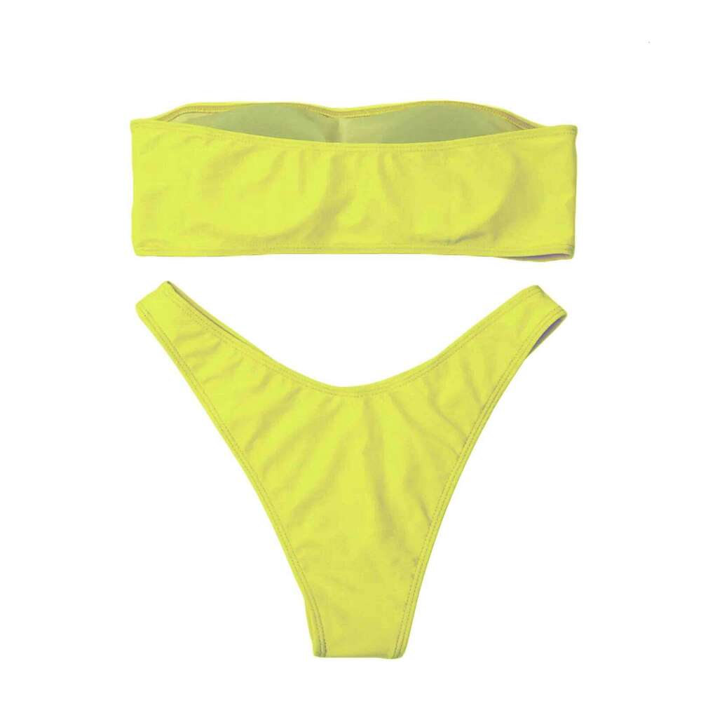 Women's Two-Piece Swimwear Set Female Letter Print Strapless Tube Top + Panties for Adults Beach Swimming Bikini Sets C260207
