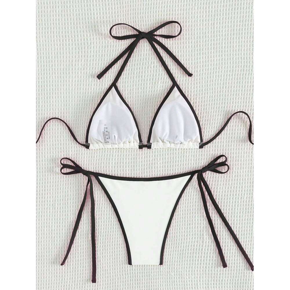 Summer white camisole bikini swimsuit set swimming and beach photo shoot for women C260207