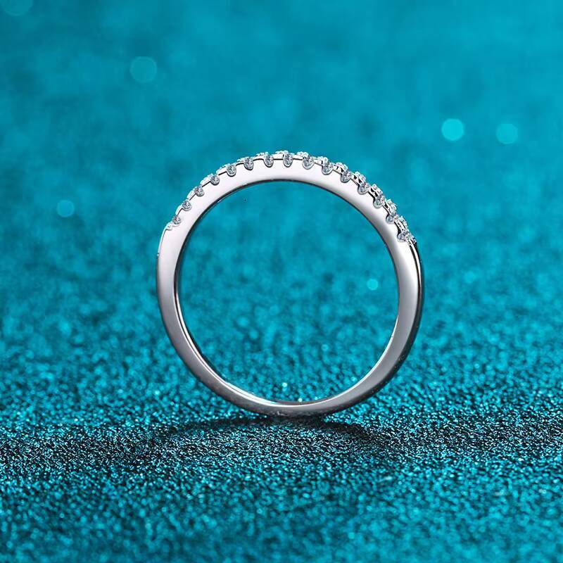 S925 Sterling Silver Plated with Pt950 Gold Moissanite-set Ring Full Diamond Ring for Women