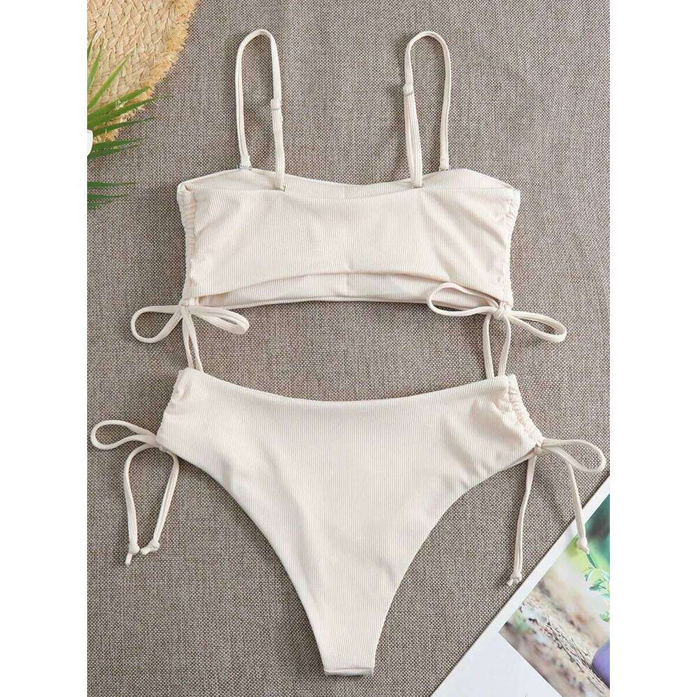 Sexy Bandeau Bikinis 2025 Women Brazilian Swimwear Female Swimsuit Two Pieces Bikini Set Bather Bathing Suits Girls Beach Wear C260207