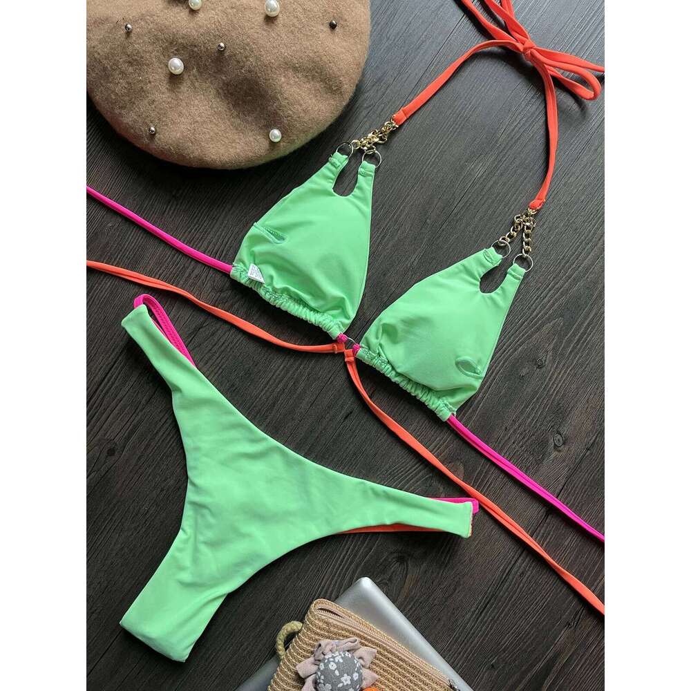 Para Praia Sexy Multicolor Push Up Swimwear Women Brazilian Bikini 2023 Swimsuit Halter Biquini Holiday Two Pieces Bathing Suit C260207