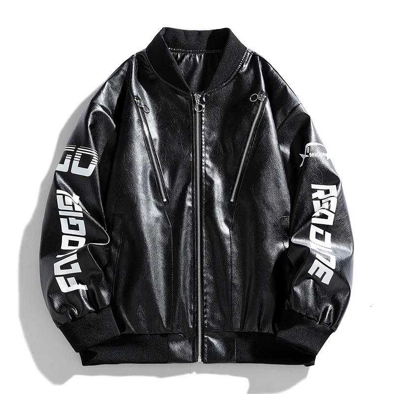 2026 SpringSummer Mens Leather Jacket American Retro Motorcycle Suit Trend PU Loose Casual Coat 260205