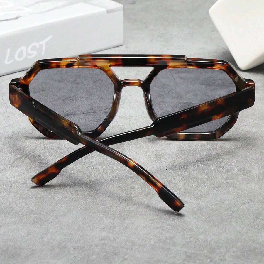 New Retro Double Bridges Women Polygon Square Sunglasses Fashion Blue Purple Men Shades UV400 Sun Glasses Y260207