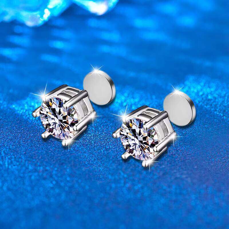 Xed001 Fashion Luxury 925 Sterling Sliver VVS 1Ct Moissanite Diamond Magnetic Stud Earrings Fine Jewelry For Women Wedding Party