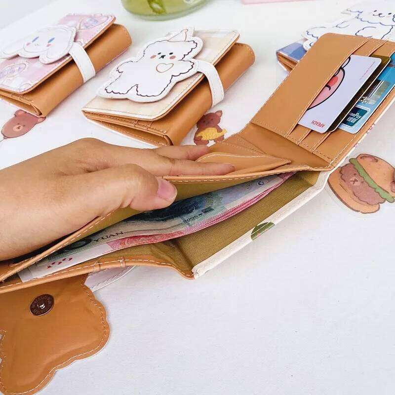 Cute Bear Wallets Women Small Hasp Girl Credit Card Holder For Pu Leather Coin Purse Female Wallet Short New 2024 Y260206