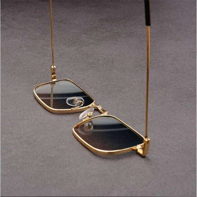 2024 Metal Square Red Lens Sunglasses Men, Top UV Protection, Sunscreen, Ultra Clear Glasses for Women Y260207