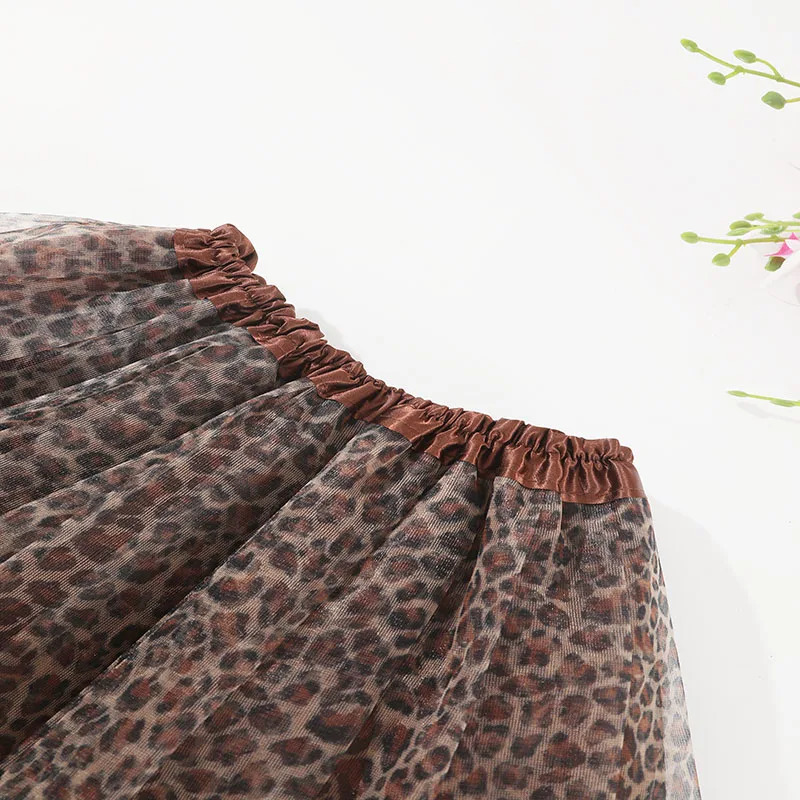 Leopard Tutu Skirt for Baby Girls Toddler Zoo Animal Cosplay Outfits Halloween Costume Kids Birthday Jungle Party Gift 260207