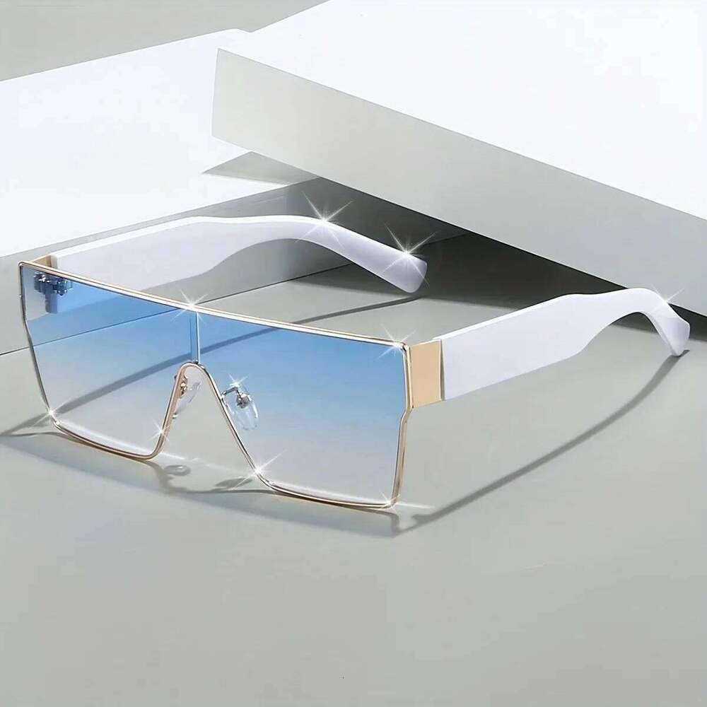 2025 Retro Oversized Square Women Sunglasses Fashion One Piece Clear Ocean Gradient Lens Shades UV400 Men Trending Sun Glasses Y260207