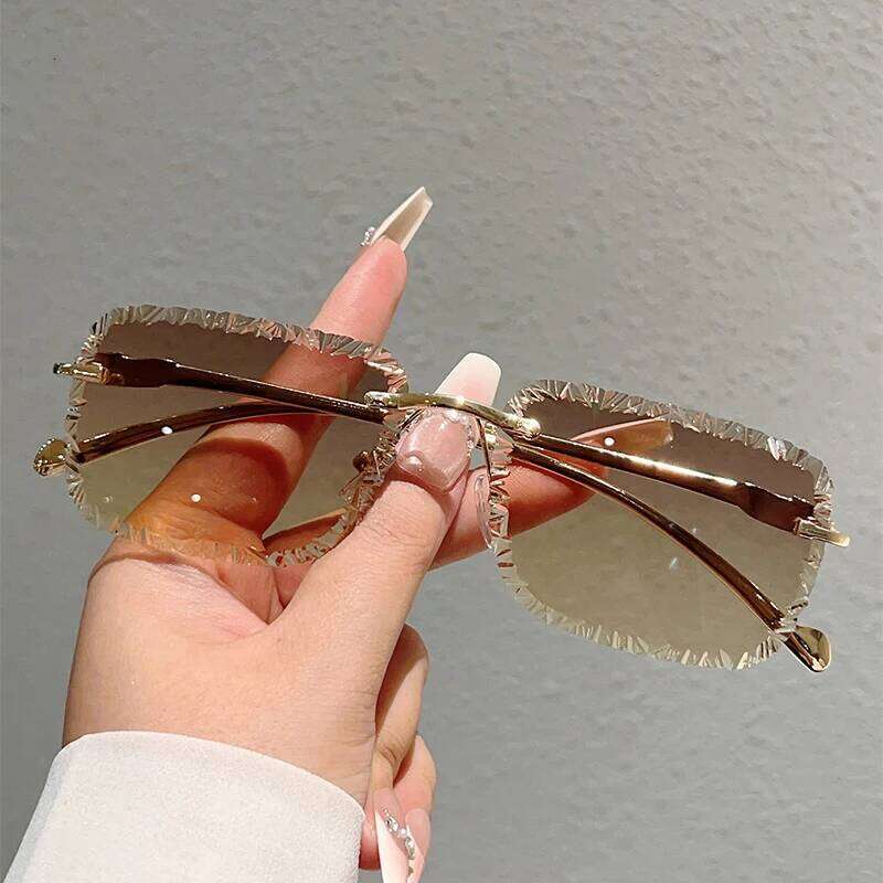 KAMMPT Rimless Square Sunglasses Men Fashion Vintage Gradient Casual Shades Women Trendy Luxury Brand Design Decor Sun Glasses Y260207