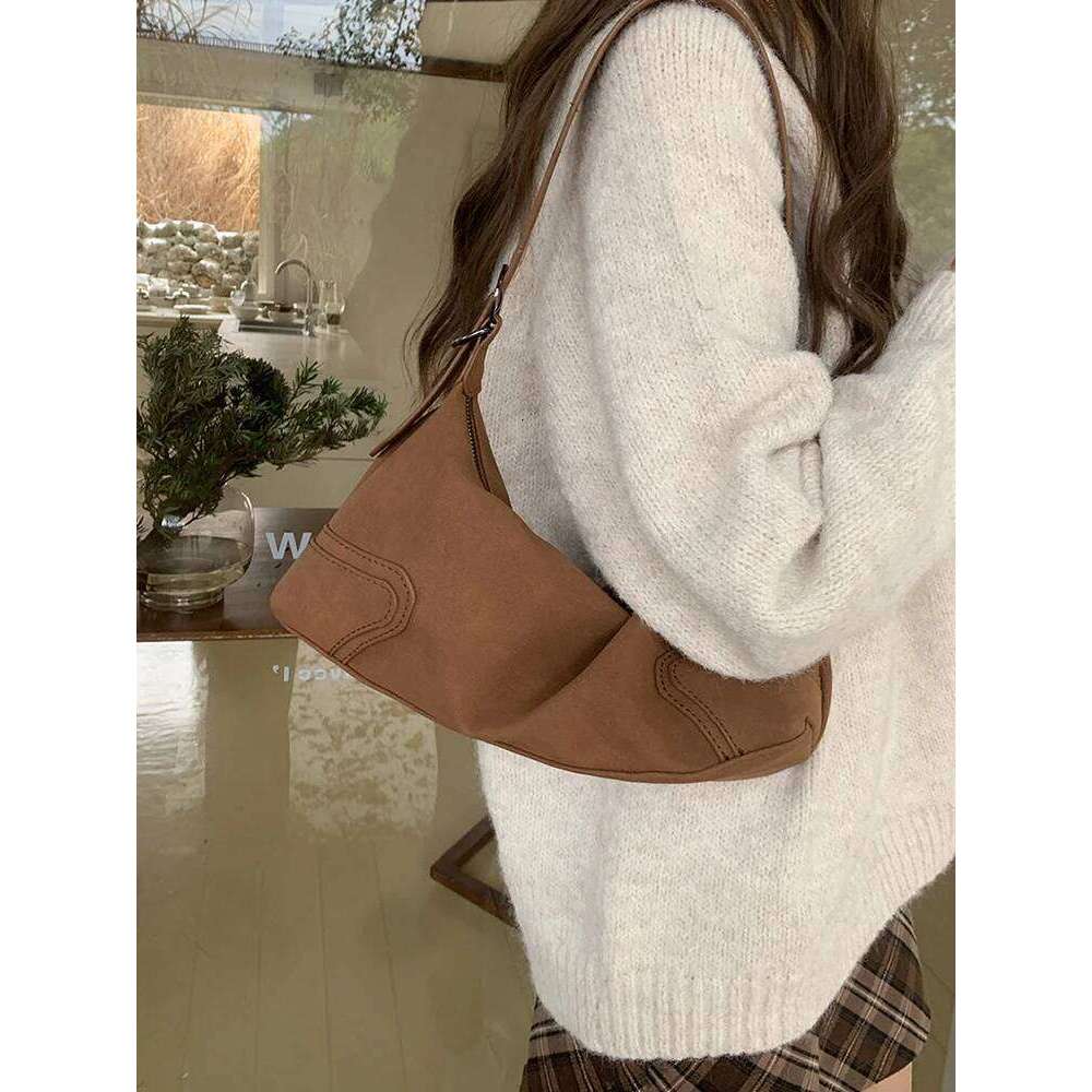 2025 New Autumn/Winter Vintage Fashion Suede Crossbody Shoulder Underarm Bag, Casual Women's Daily Commuter Bag C260207