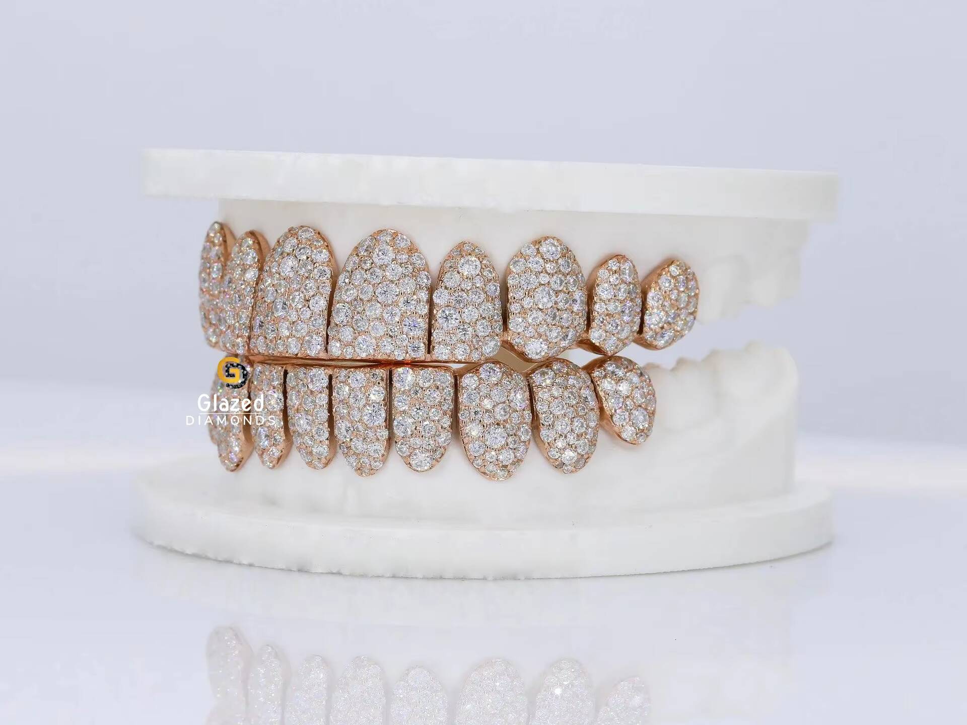 Custom Top Bottom 10 S925 Silver VVS Moissanite Round Brilliant Cut Diamond Grillz Iced Out Grillz for Teeth