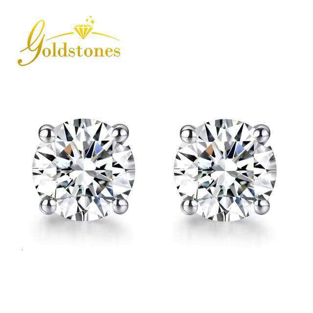 Classic Style White Moissanites Custom Jewelry 6.5 Mm VVS Round Moissanite Earrings