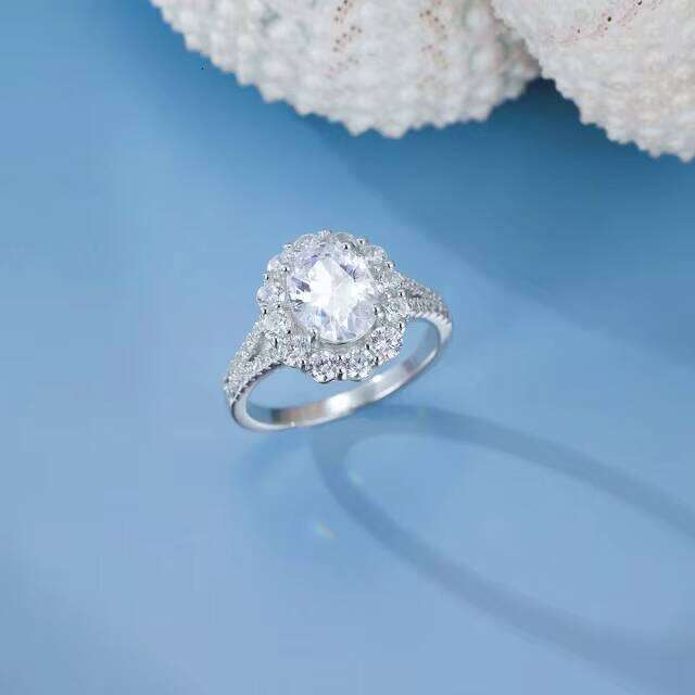 NATUNA Wholesale Romantic 925 Sterling Silver 2Ct Oval Moissanite Engagement Ring For Women