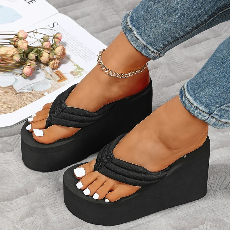 Women Beach Flip Flops Soft EVA Slippers Summer Platform Shoes Woman Super High Heels Female Fashion Slides Wedges Sandals 260208
