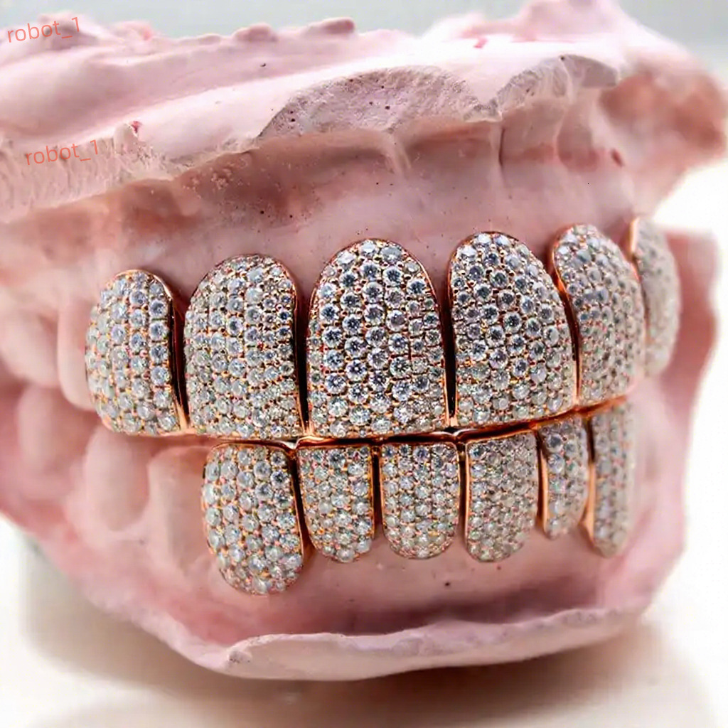 Fashion Jewelry 10K 14K Gold Plated Honeycomb Setting 925 Silver VVS Custom Hip Hop Iced Out Moissanite Grillz Teeth Grillz