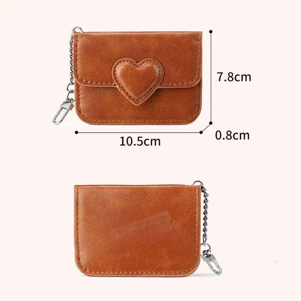 Women Lightweight PULeather Cute Heart Shaped Small Wallet Multi-card Anti-magnetic Card Holder Travel Cash Coin Bag Y260206