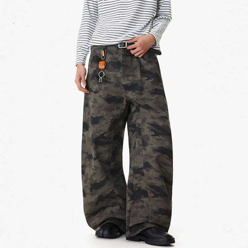 IEFB American Style Men's Casual Pants Camouflage Straight All-match Vintage Bottom Wide Leg Loose Male Trousers 9X839