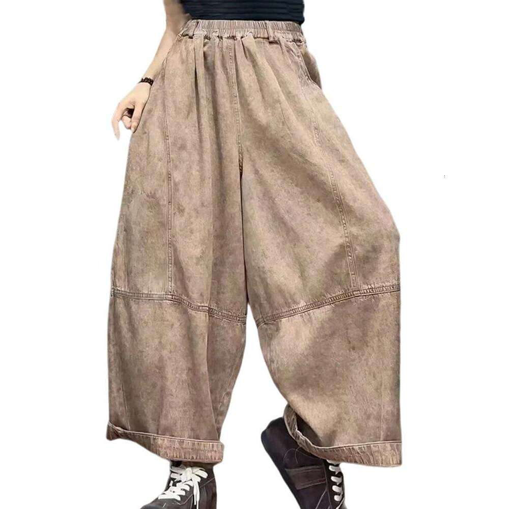 Amax LuluE 2026 Fashion Loose Soild Wide Leg Pants Females Causal Classic Vintage Clothes Womens British Elastic Waist Trousers