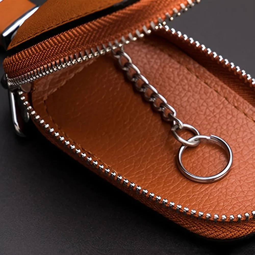 1pc Retro Fashion Business Multi-Functional Key Protection Case Mens Casual Portable Key Organizer With Large Capacity Zipper 260129
