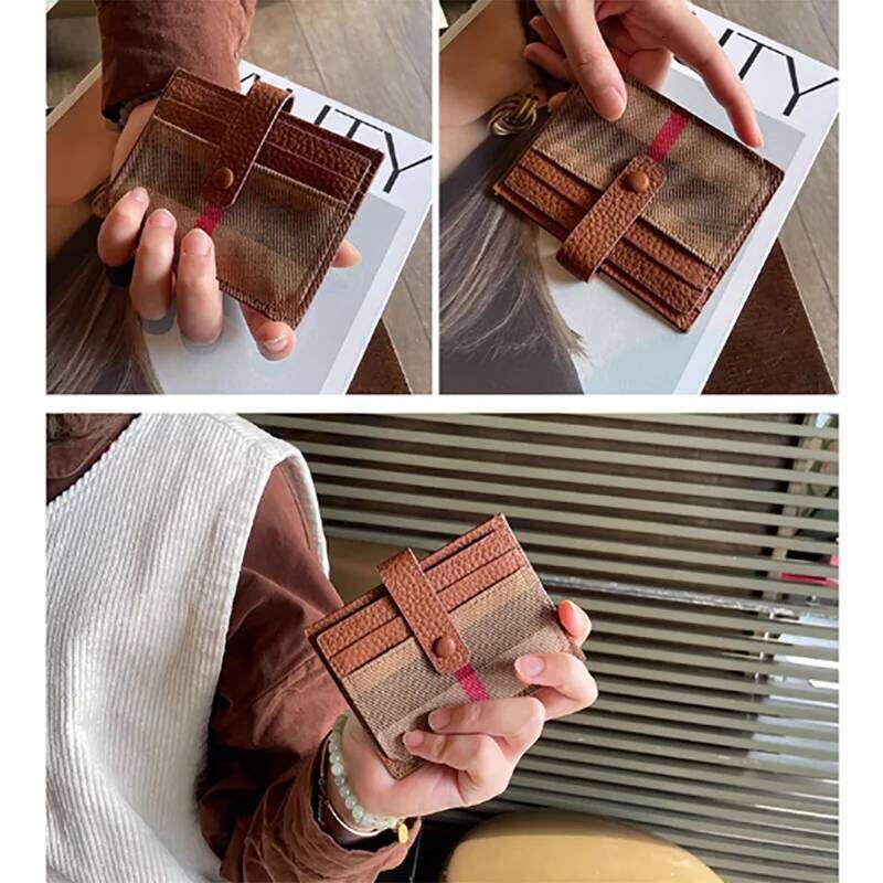 1pc Genuine Leather for Women, Stylish Bi-Fold Slim Mini Wallet, Credit Card Holder Coin Pocket, Snap Closure Y260206